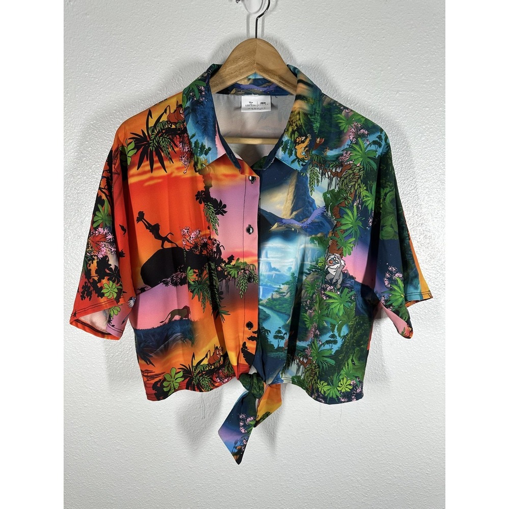 Disney Lion King Button Shirt Womens 12 Multicolor ASOS‎ Design Tie Front - Picture 8 of 8
